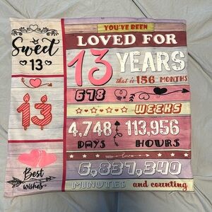 13th birthday pillow cover.  Happy 13th